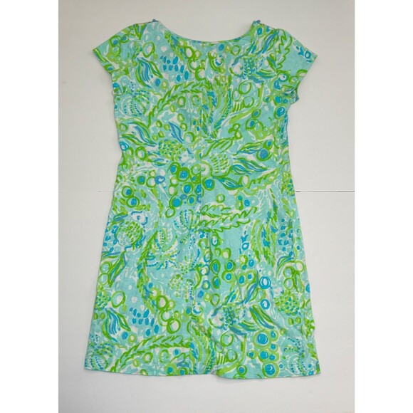 Lilly Pulitzer Harper Embellished T Shirt Dress Green Blue Pastel Linen Blend S - Picture 6 of 11